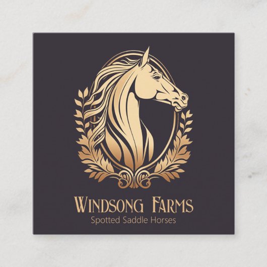 クラシーモダンカスタムホースファームウマ科の スクエア名刺 (正面)