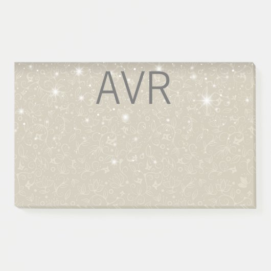 クラシーラグジュアリーエレガントホワイト金ゴールドグリッター ポストイット (正面)