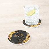 クラシーラグジュアリーブラック金ゴールドフローラ結婚ズサンキューレ コースター (側面)