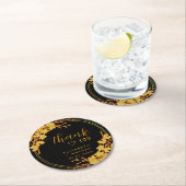 クラシーラグジュアリーブラック金ゴールドフローラ結婚ズサンキューレ ラウンドペーパーコースター (インサイチュ)
