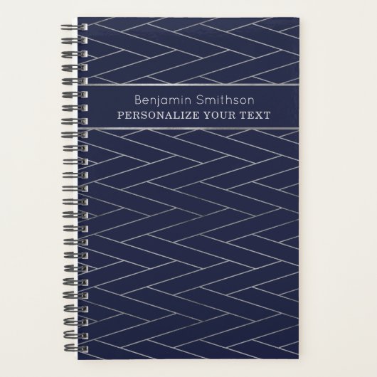 クラシーラグジュアリー抽象芸術ネイビーブルーグレープロフェッショナル プランナー手帳 (正面)