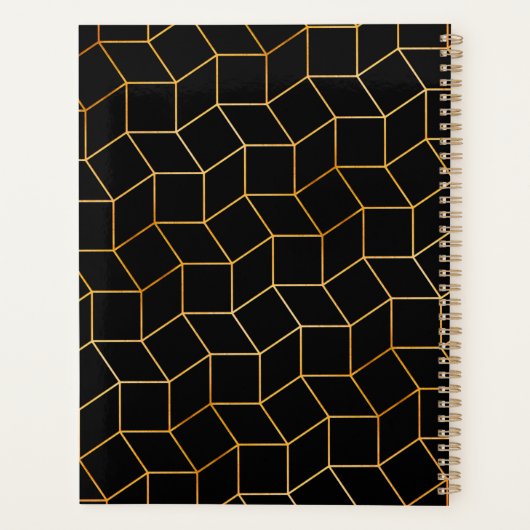 クラシーラグジュアリー抽象芸術ブラック金ゴールドプロフェッショナル プランナー手帳 (裏面)