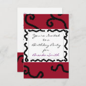 クラシーレッド&ブラックビーズ誕生日招待状 招待状 (正面/裏面)
