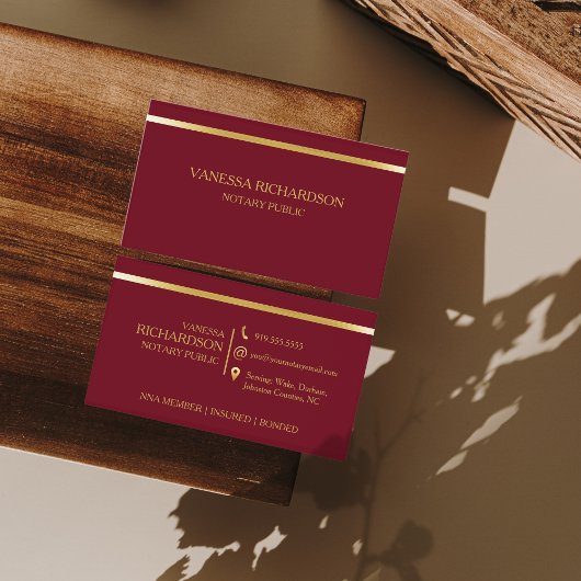 クラシーレッド&金ゴールドラグジュアリープロフェッショナル公証人 名刺