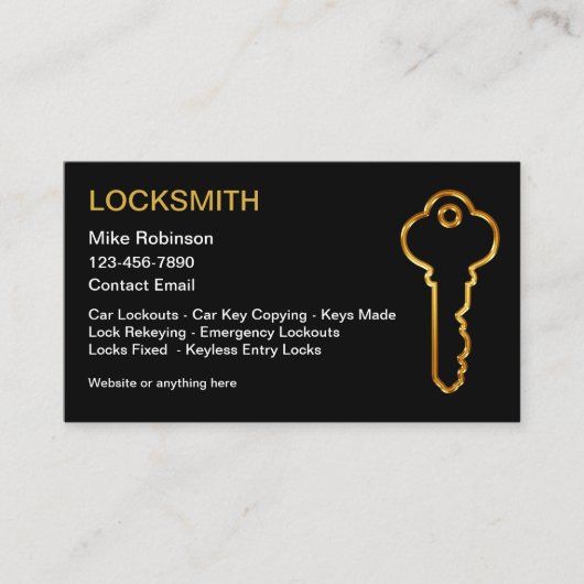 クラシーロックスミッゴールデンハウス鍵デザイン 名刺 (正面)