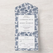 クラシーヴィンテージシックエレガントブルーホーストワール オールインワン招待状 (内側)