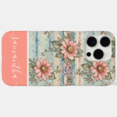 クラシーヴィンテージフローラルパターンピーチ名前をカスタムする Case-Mate iPhoneケース (裏面 (横))