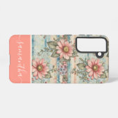 クラシーヴィンテージフローラルパターンピーチ名前をカスタムする SAMSUNG GALAXYケース (裏面横)