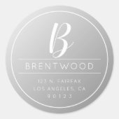 クラシー差出人住所&モノグラム |グラデーション灰色 ラウンドシール (正面)