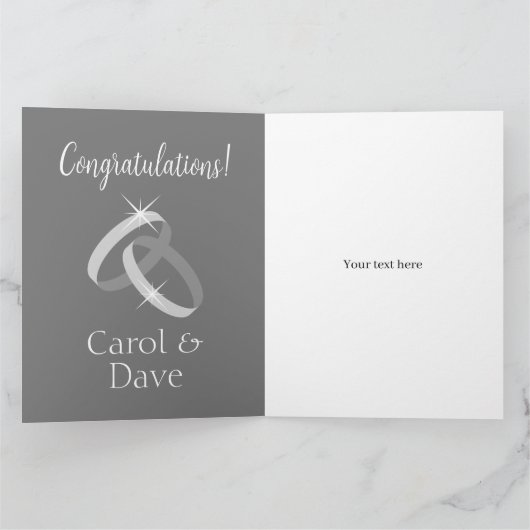 クラシー結婚のリングの黒と白のグリーティングカード カード (内部)