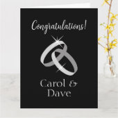 クラシー結婚のリングの黒と白のグリーティングカード カード (黄色い花)