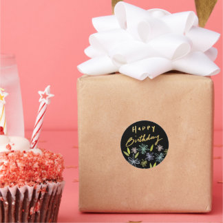 クラシー金ゴールドハッピーバースデーブーケ ラウンドシール