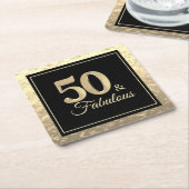 クラシー50と素晴らしい金ゴールド誕生日 スクエアペーパーコースター (アングル)