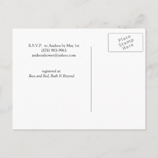 クラシー&おもしろいひまわりイエローブライダルシャワー招待状 インビテーションポストカード (裏面)