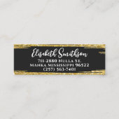 クラシー&エレガント金ゴールドグリッターモダンラグジュアリーカスタム スキニー名刺 (正面)