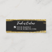 クラシー&エレガント金ゴールドグリッターモダンラグジュアリーカスタム スキニー名刺 (裏面)