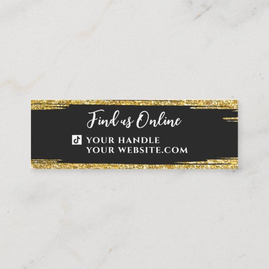 クラシー&エレガント金ゴールドグリッターモダンラグジュアリーカスタム スキニー名刺 (裏面)
