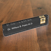 クラシー·ドクター·オフィス·金ゴールド·カデュース デスクネームプレート (側面)