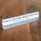 クラシー&パステルエレガントブループロフェッショナルフローラ デスクネームプレート (側面)