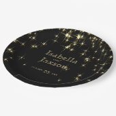 クラシー・ブラック・アンド・金ゴールド・スターライト ペーパープレート (アングル)