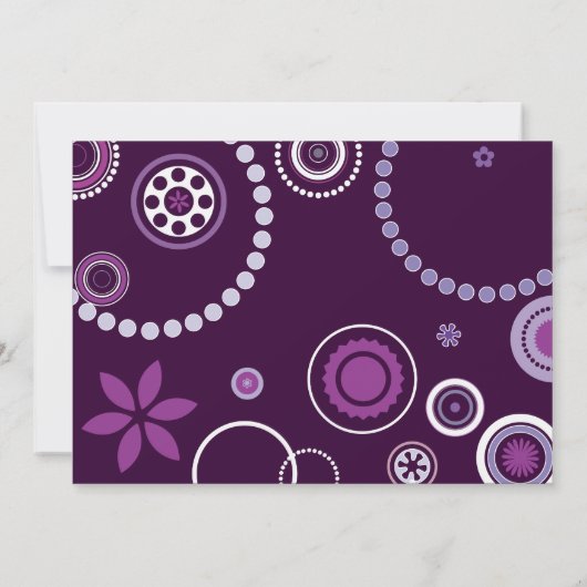 クラジー水玉模様バルミツワー招待状パープル 招待状 (裏面)