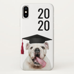 クラスおもしろいイヤー付きグラッドキャップのアメリカのブルドッグ iPhone X ケース