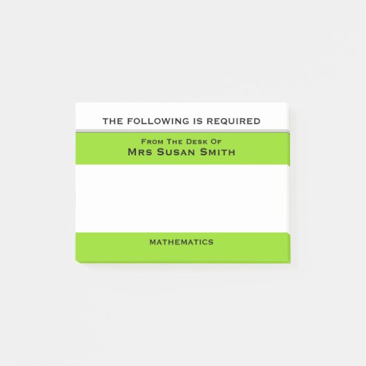 クラスが緑|に注意する先生は個人化なります ポストイット (正面)