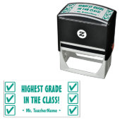 「クラスで最高の成績!」 +カスタム家庭教師の名前 セルフインキングスタンプ (インサイチュ)