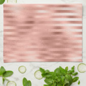 クラスのバラ金ゴールドの横ストライプ線 キッチンタオル (折り畳み)