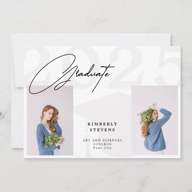 クラスのミニマルエレガントリスト2枚の写真卒業 (正面)