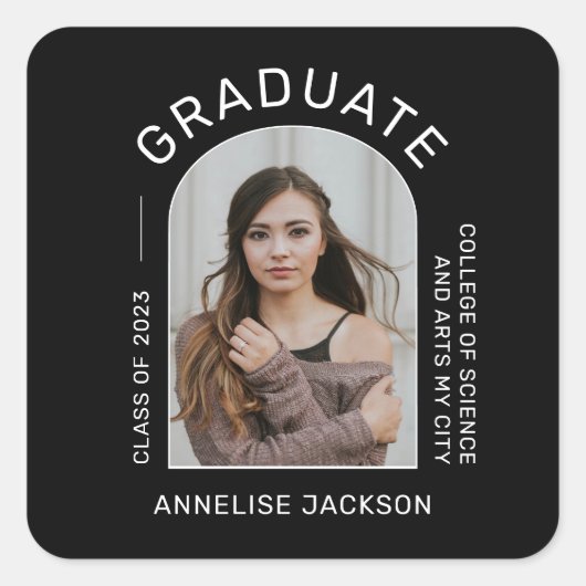 クラスのミニマルシンプル主義の卒業写真 スクエアシール (正面)