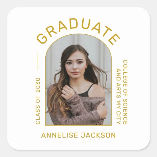 クラスのミニマルシンプル主義の卒業写真 スクエアシール (正面)