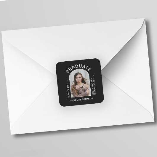 クラスのミニマルシンプル主義の卒業写真 スクエアシール