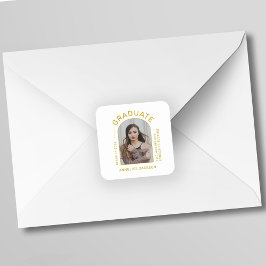 クラスのミニマルシンプル主義の卒業写真 スクエアシール