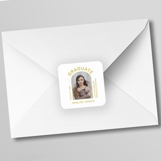 クラスのミニマルシンプル主義の卒業写真 スクエアシール