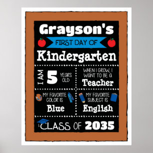 クラスの初日シンボルや象徴学生芸術 – 青 ポスター