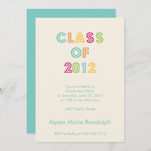 クラスの卒業の招待の上 招待状 (正面/裏面)