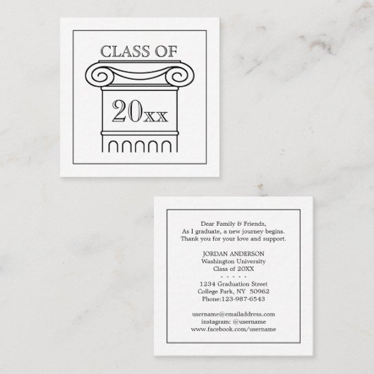 クラスの卒業の挿入物の発表のエンクロージャ コーリングカード (正面/裏面)