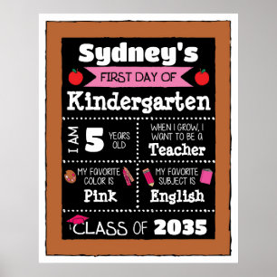 クラスの最初の日シンボルや象徴学生アート – ピンク ポスター