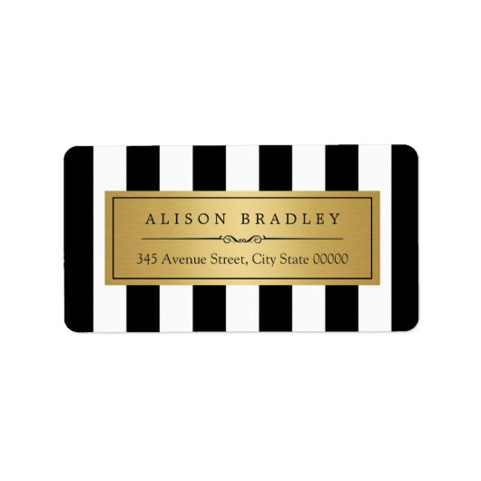 クラスの白黒ストライプはっきりした金ゴールドラベル ラベル (正面)