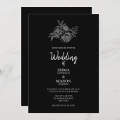 クラスの白黒フローラ 招待状 (正面/裏面)