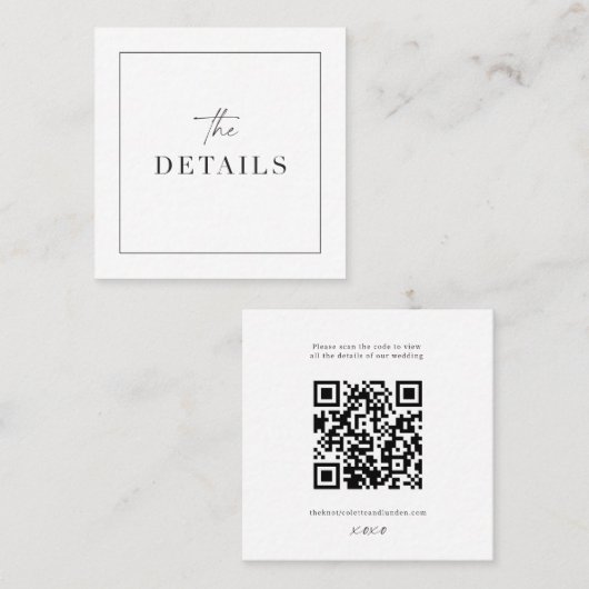 クラスの結婚詳細エンクロージャスキャンQRコードカード スクエア名刺 (正面/裏面)