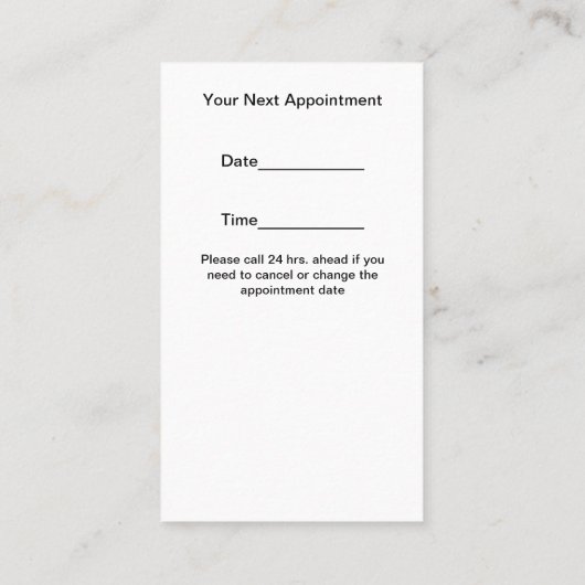 クラスの美容師クライアントアポイントメントカード 名刺 (裏面)