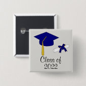 クラスの青いキャップボタンを卒業 缶バッジ (正面&裏面)
