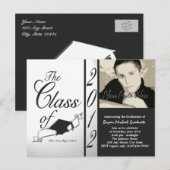 クラスの2012写真招待ブラック インビテーションポストカード (正面/裏面)