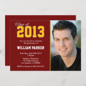 クラスの2013年の卒業のあずき色および金ゴールド 招待状 (正面/裏面)