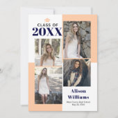 クラスの2023の4つの写真桃、海軍卒業 案内状 (正面)