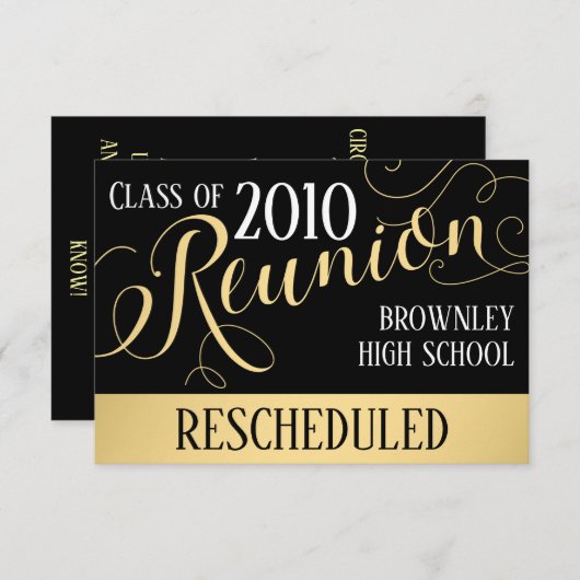 クラスまたは学校懇親会の再計画 招待状 (正面/裏面)