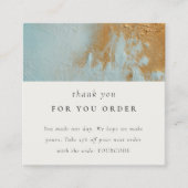 クラスアクアブルー金ゴールド油テクスチ絵を描ャーありがとう スクエア名刺 (正面)