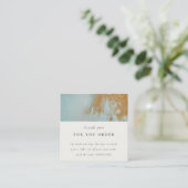 クラスアクアブルー金ゴールド油テクスチ絵を描ャーありがとう スクエア名刺 (スタンド正面)